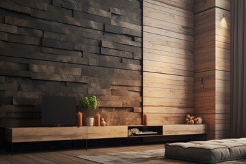 Contemporary Living Room Interior Design with Beautiful Wood and Exquisite Stone Elements