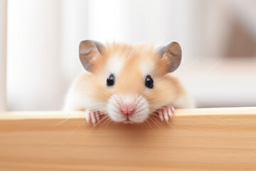 Cute hamster on a wooden board