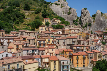 Fototapeta na wymiar View of Castelmezzano, historic town in Basilicata, Italy