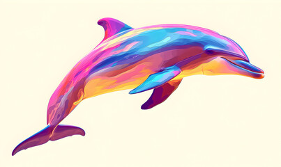 Jumping dolphin. Marine mammal illustration