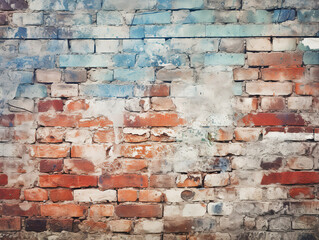 Old bricks pattern and cracked concrete wall for abstract background.