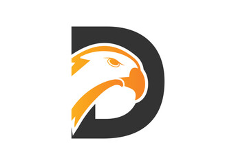 Letter D Eagle head Logo Design Vector Template. Modern logo design for company identity.