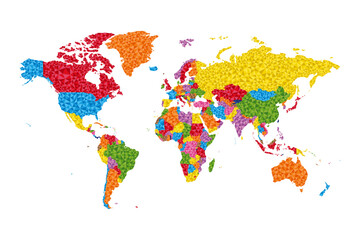 Fototapeta na wymiar Low Poly World Map with countries on different colors