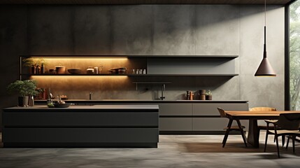 Minimalist kitchen interior in modern house.