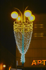 Christmas decoration on the city lamp