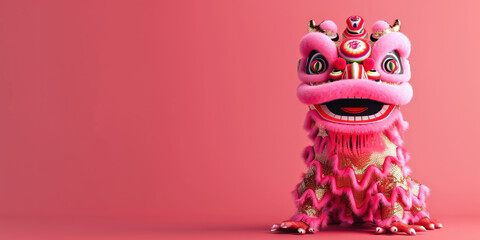 A laughing trendy red chinese dragon celebrating New Year Day.	
