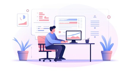   a Data Analyst, icon illustration, flat design 