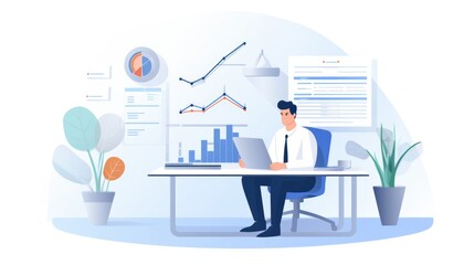   a Data Analyst, icon illustration, flat design 