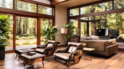 Fototapeta premium Luxury Home Interior: Stylish Living Room with Comfortable Furniture, Elegant Design, and Relaxing Ambiance