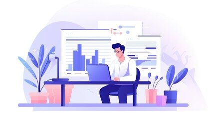   a Data Analyst, icon illustration, flat design 