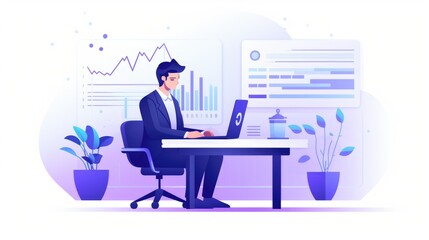 Fototapeta premium a Data Analyst, icon illustration, flat design 