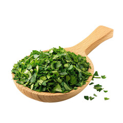 Chopped Parsley on Wooden Spoon PNG Transparent Background