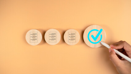 Checklist document analyst target and certificate assurance guarantee concept . Focus quality...