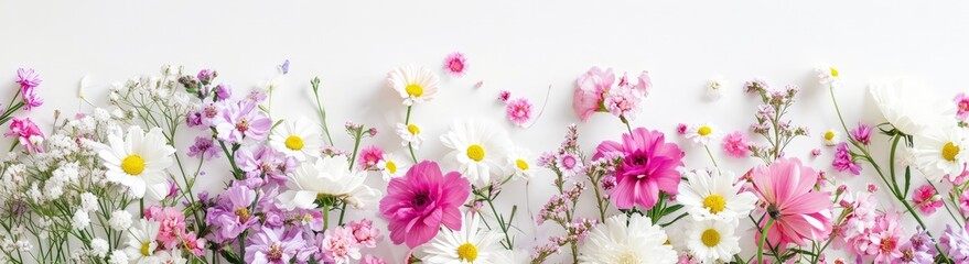 colorful Bouquet decorative of spring flowers against a white background