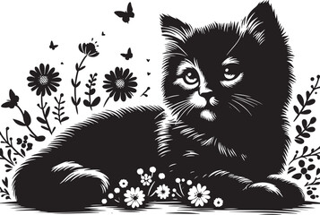 A Beautiful Cat Silhouette Vector Illustration