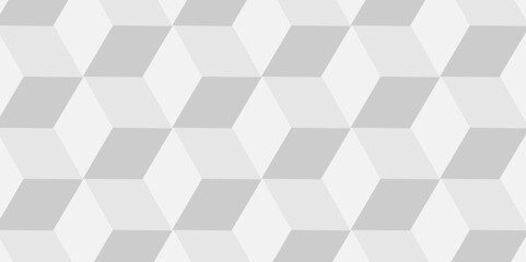 Seamless white and gray pattern Abstract cubes geometric tile and mosaic wall or grid backdrop hexagon technology. white and gray geometric block cube structure backdrop grid triangle background.