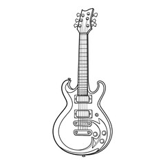 Naklejka premium Guitar illustration coloring page - coloring book for kids