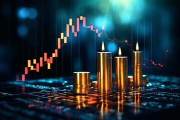 Stock Market online trading chart candlestick on cryptocurrency platform. Stock exchange financial market price candles graph data pattern analysis concept 