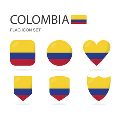 Colombia 3d flag icons of 6 shapes all isolated on white background.