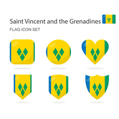 Saint Vincent and the Grenadines 3d flag icons of 6 shapes all isolated on white background.