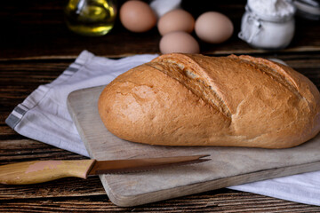 Bread. sliced ​​bread on a wooden background. food