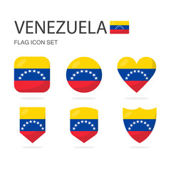Venezuela 3d flag icons of 6 shapes all isolated on white background.