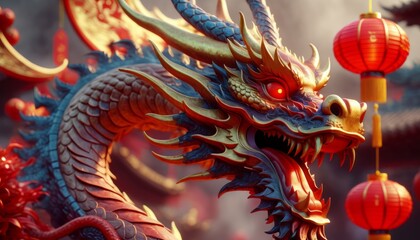 Obraz premium Beautiful fantasy dragon. Year of the Dragon according to the eastern horoscope