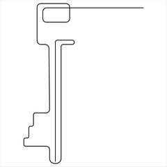 Continuous one line art drawing key vector outline art illustration 