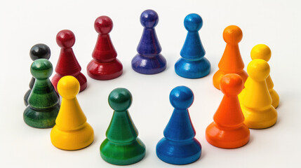 Multicoloured figures depicting a group of people on a white background symbolising different races, different genders and sexual orientations