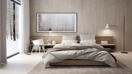 interior of a bedroom in minimal style
