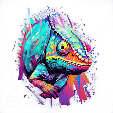 chamelon design, beautifies t-shirt screen printing, generative AI