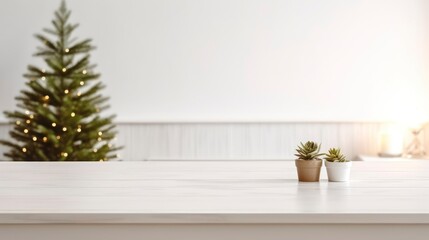 Empty table background with Christmas decoration