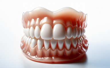 Old man dentures, white background