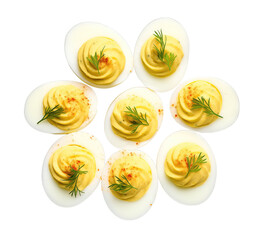 American food Deviled Eggs isolated on transparent background. PNG file, cut out