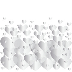 Set of Seamless Silver Heart Pattern Isolated on White Ombre Background