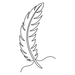 Fototapeta premium Bird feather continuous single line hand drawn outline vector art illustration