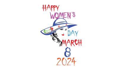 March 8, women, international women's day, girl power. Set of vector illustrations. . r, t-shirt or Vector illustration with diverse women of different nationalities,