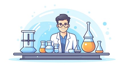 a scientific , icon illustration, flat design 
