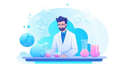 a scientific , icon illustration, flat design 
