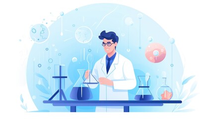 a scientific , icon illustration, flat design 
