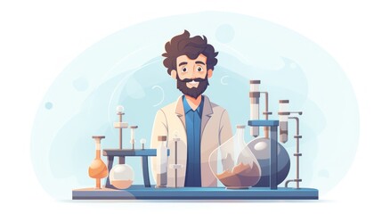 a scientific , icon illustration, flat design 
