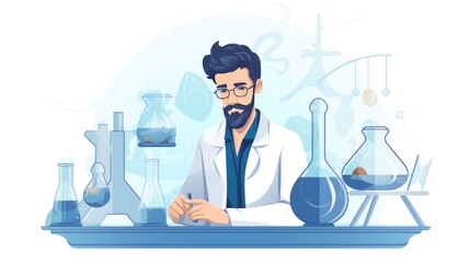 a scientific , icon illustration, flat design 
