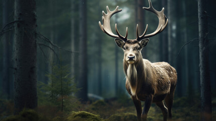 A bull elk in autumn during the rut - obrazy, fototapety, plakaty