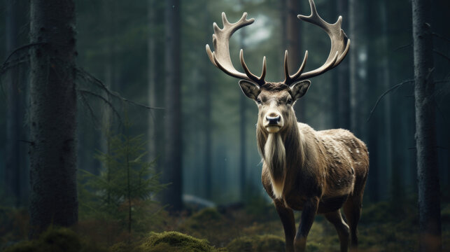 A bull elk in autumn during the rut