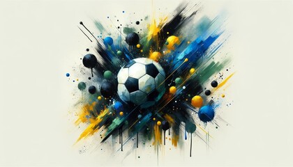 abstract oil painting soccer ball - obrazy, fototapety, plakaty