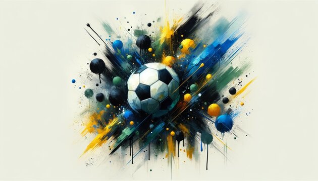 Fototapeta abstract oil painting soccer ball