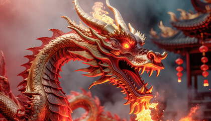 Fototapeta premium Beautiful fantasy dragon. Year of the Dragon according to the eastern horoscope