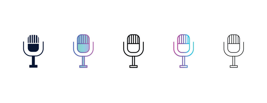 radio microphone outline icon. Filled, line, gradient, thin icon from technology collection. Editable vector isolated on white background
