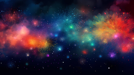 Naklejka premium Fireworks background for celebration, holiday celebration concept