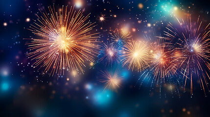 Fototapeta premium Fireworks background for celebration, holiday celebration concept
